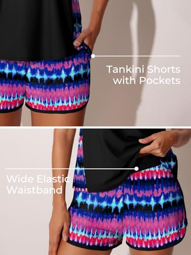 Image of Summer Mae Blouson Tankini Swimsuits for Women 2026 Tummy Control Two Piece Bathing Suits with Sporty Pockets Swim Shorts