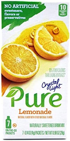 Crystal Light Pure Lemonade On The Go Drink Mix, 7-Packet Box (4 Box Pack)