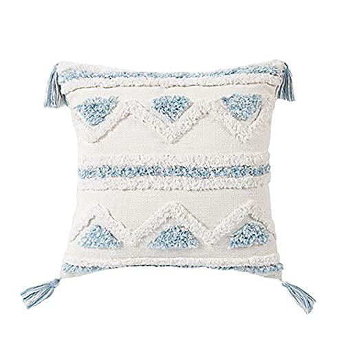 Housse de coussin géométrique touffetée 45x45 cm style bohème - 2