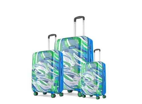 Image of Skybags Set of 3 (Cabin+ Medium+Large) Hard Suitcase (55+67+77 cm) | Luggage Trolley with 8 Spinner Wheels,Light Weight Trolley Bags with 5 Years International Warranty (Black) (Blue)