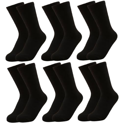 Chaussettes en laine pour hommes x6 paires épaisses noires pour l'hiver