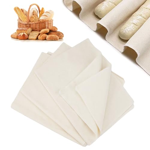 2 Pieza Tela de Lino para Masa Pan, Panadero Lino 75x45 cm/48x36 cm, Tela Fermentada, Tela Lino para la Cocción del Pan, Lino para Panadería, 100% Natural, para Hacer Baguettes y Panes
