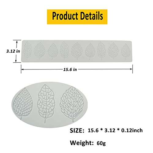 Hollow Leaf Fondant Lace Mold, Multi Leaves Flower Shapes Silicone Lace Mould, 3D Silicone Mould Chocolate Candy Leaf Mold Sugar Craft Cake Decoration Cupcake Top (Leaf) #TOP1