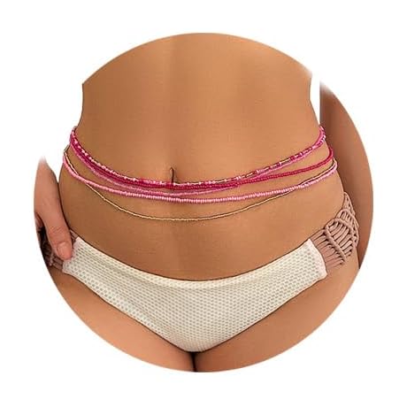 Pink Waist Beads - Authentic African Body Chain Jewelry for Women
