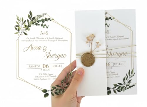 50PCS Acrylic Wedding Invitation, Personalized Clear Invitations, Sweet 16 & Quinceanera Invitations, Custom Acrylic Invitations