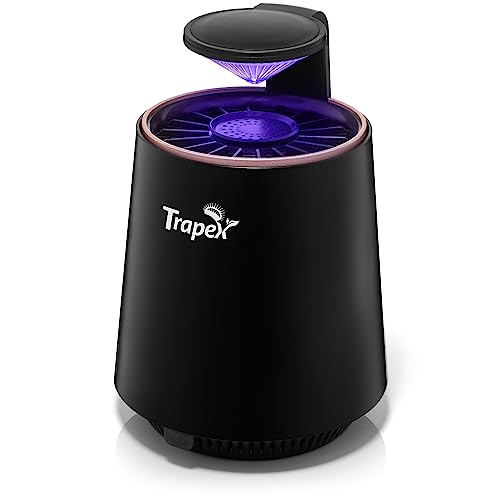 trapex indoor insect trap - effective non-zapper fruit fly, moth and mosquito trap with refillable bait pod & 5 sticky pad refills - gnat traps for house, bug catcher & killer (black)