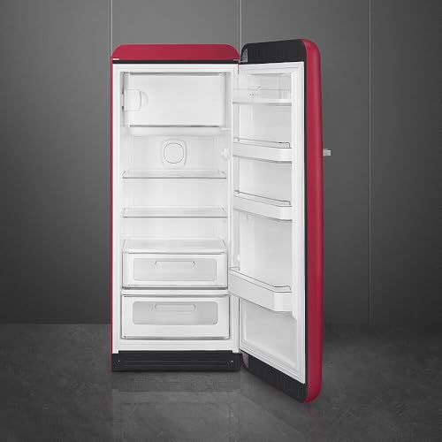 Image of Smeg Retro Style FAB28 50s Style Refrigerator, Right Hinge, Ruby Red, Matte Finish - 9.93 Cu. Ft. - Made in Italy