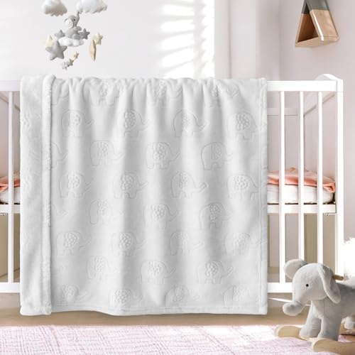 Image of BORITAR Baby Blanket for Boys Girls Ultra Soft Fleece Warm and Lightweight Elephant Animal Blankets for Infant Toddler Newborn, 30x40 Inch, Grey