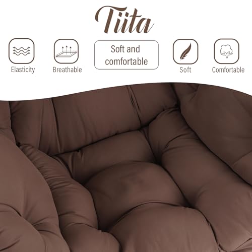 Image of Tiita Brown Lazy Chair, Modern Large Accent Armchair, Comfy Leisure Sofa Reading Chair for Bedroom, Living Room, Dorm Rooms, Garden and Courtyard