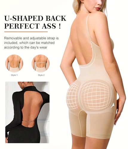 Irisnaya Shapewear Bodysuit for Women Tummy Control Backless Seamless Butt Lifter Full Body Shaper Sculpting Body Suit2