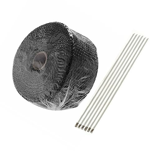 BSTFLEX 2 inch by 16.5 feet Exhaust Manifold Heat Wrap Thermal Wrap Tape and Stainless Ties Kit, Black