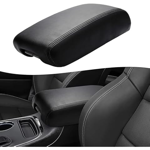 KBH Center Console Cover Replacement for Jeep Grand Cherokee & Dodge Durango 2011-2020, Vinyl Leather Armrest Upholstery, Anti-Scratch, Black (Leather Part Only) Cover