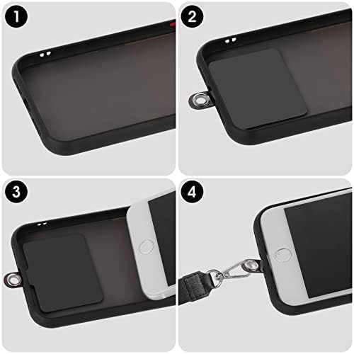 Cobee Universal Phone Tether Tab, 8pcs Phone Lanyard Replacement Patches with Metal Ring Cell Phone Lanyard Tether Phone Case Lanyard Compatible with Cellphone Pads for Safety Drop Protection(Black)