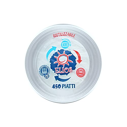 VIRSUS Piatti Piani Riutilizzabili rigidi Bianchi stoviglia riutilizzabile Diametro 21CM lavabili 20 cicli in lavastoviglie, Adatti per il microonde, Varie Quantità (450)