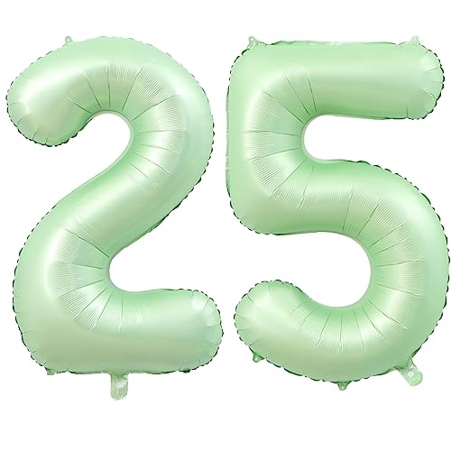 WEIKA 40 Inch Number 25 Balloons, Olive Green Giant Jumbo Helium Number 25 Foil Balloons for 25th 52th Birthday Party Anniversary Events Boys Girls Decorations Supplies