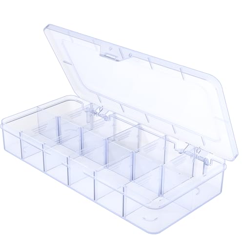 Image of Clear Organizer Box,12 Grids Organizer Box with Removable Dividers for Jewelry,Bead Storage Organizer Box,Plastic Compartment Container for Tool Tackle Box