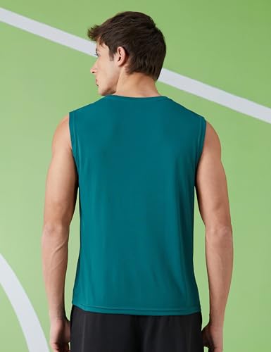 Image of Amazon Brand - Symbol Men's Polyester Color Block Active Regular Fit Sports | Round Neck | Sleeveless T-Shirt