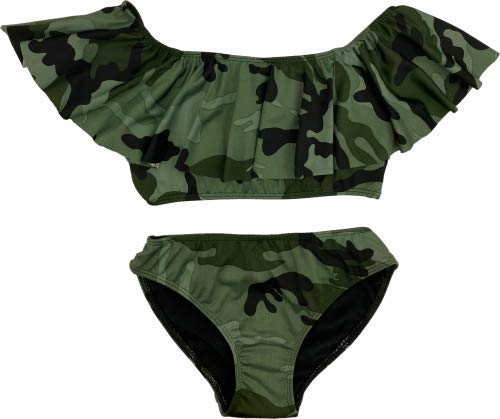 Image of Cheryl Creations Kids Girl's Cute & Comfortable Two Piece Ruffle Front Bathing Suit Bikini | Swimsuit