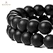 BEADNOVA Black Matte Onyx Beads Natural Crystal Beads Stone Gemstone Round Loose Energy Healing with Crystal Stretch Cord for Jewelry Making (10mm, 36-38pcs)