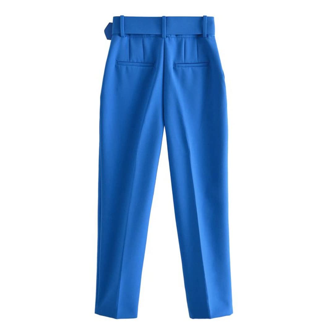 Conjunto de traje sólido para mujer, primavera, otoño, oficina, pantalones largos, pantalones ajustados con cinturón