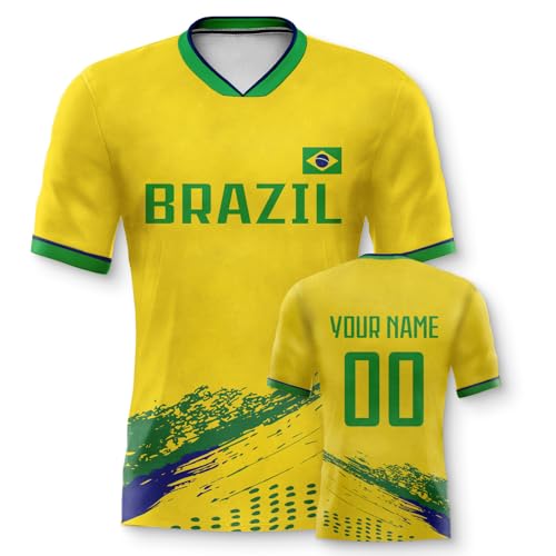 Brasilien Fussball Trikot Personalisiertes 3D Druck Football Shirt mit...