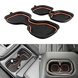 KENTUTO for Honda CRV Accessories 2023 2024 2025 2026 3D Cup Holder Center Console Liner Inserts Silicone Anti-dust Mat Pad Interior Decoration (2 Pcs, Orange Trim)