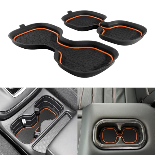 KENTUTO for Honda CRV Accessories 2023 2024 2025 2026 3D Cup Holder Center Console Liner Inserts Silicone Anti-dust Mat Pad Interior Decoration (2 Pcs, Orange Trim)