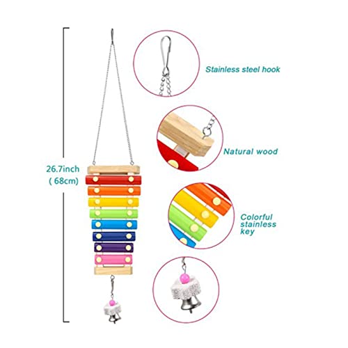 OhhGo 5 x Hühner-Spielzeug für Hühnerstall, Xylophon, Spiegelleiter, Schaukel, hängende Futterspender für Hühnerstall – Bild 7