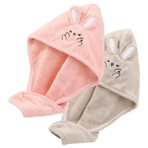 SOESFOUFU 2pcs Quick Drying Hair Turban Towel Hat for Bathing Hair Drying Wrap for Women Soft Absorbent