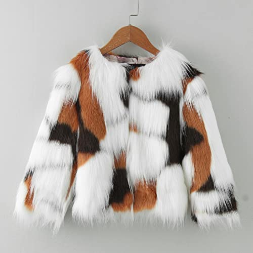 Girls Fluff Faux 𝗙𝘂r Coat Windproof Long Sleeve Open Front Tie Dye Thick Outerwear Kids Winter Warm Jacket2