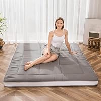 MAXYOYO Futonmatratze, gepolsterte japanische Bodenmatratze, Auflage, gesteppt, extra Dicke klappbare Schlafmatte, atmungsaktive Bodenliege, als Gästebett, Couch, für Camping (Grau, 150x200cm) – Ansicht 2