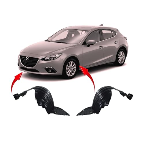 FitParts Compatible With Front Left & Right Driver & Passenger Set Pair Fender Liner Mazda 3 2014-2018 Sedan Hatchback. New, Plastic & Ready to Install. MA1248145 MA1249145