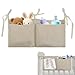 Babybett Organizer Hängend,2-in-1 Baby Kinderzimmer Organizer,Betttasche Spielzeugtasche,Aufbewahrungstaschen Betten,Geeignet Windeln Kleidung Spielzeug,Khaki