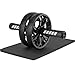 Ryaco Bauchtrainer mit großer Knieschoner, Bauchroller für Bauchmuskeln Rollout Übung Doppelrollen Set mit Dual Fitness Krafttraining Modi im Fitnessstudio oder zu Hause