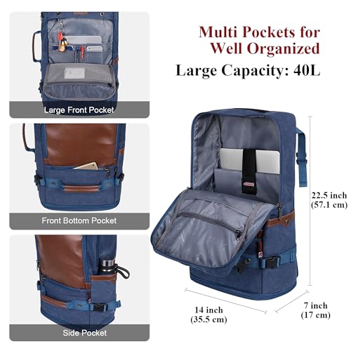 Image of WITZMAN Travel Backpack for Men Carry on Luggage Backpack Large Man Canvas Rucksack with Shoe Compartment