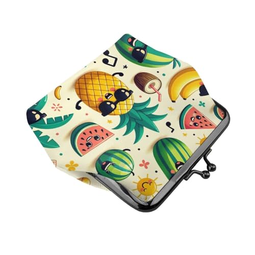 Pu Leather Buckle Coin Purse Tropical-Fruit-Party Girls Kiss-Lock Change Purse Wallets3