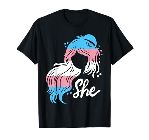 Transgender Pride Flag SHE Transwoman Anime LGBTQ Damen T-Shirt