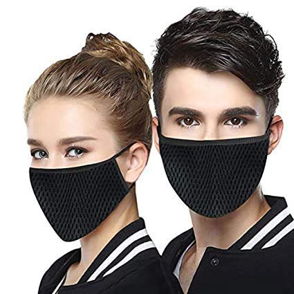 Fashiol Cotton Black Face Mask for Men and Women (Pack of 2, Black)
