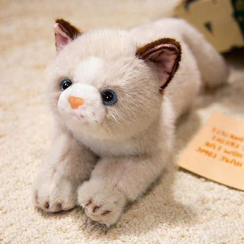 Image of PEACH CAT Cat Stuffed Animal 15 inch Realistic Kitten Plushies Soft Plush Toys Gifts for Kids Grey and White