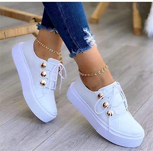 Women's Fashion Lace Up PU Leather Platform Sneakers Comfortable Low Top Shoes Casual Tennis Walking Sneaker for Women2