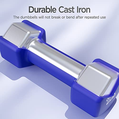 2Lb Dumbbells Set Of 2 Neoprene Coated Hex Shaped Hand Weights For Home Gym Equipment Workouts Strength Training Free Weights For Women #TOP3