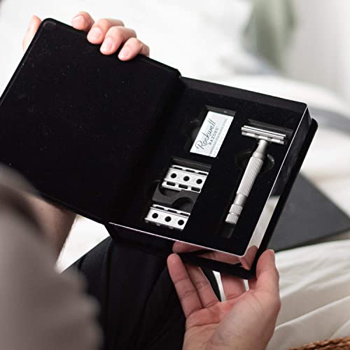 Rockwell Razors 6S Stainless Steel Double-Edge Safety Razor With 6 Adjustable Shave Settings And 5 Blades, 8 Piece Set, Silver #TOP4