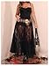 Verdusa Women's Plus Size Lace Mesh Sheer Maxi Skirt Flowy Flared High Waisted Tulle Skirts Black XX-Large Plus