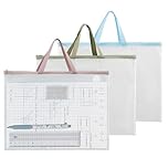 VEGCOO 3 Pack A3 Mesh Art Portfolio Bag, Waterproof Portfolio Folder for Artworks, Transparent Portfolio Case, Zipper and Handle Art Carrying Storage Bag for Posters Drawings (A3)