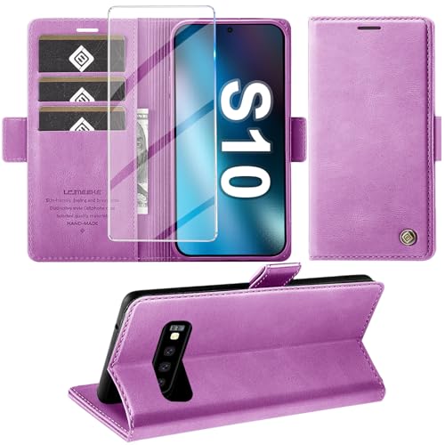Étui protection rabat Samsung Galaxy S10 film écran cuir support
