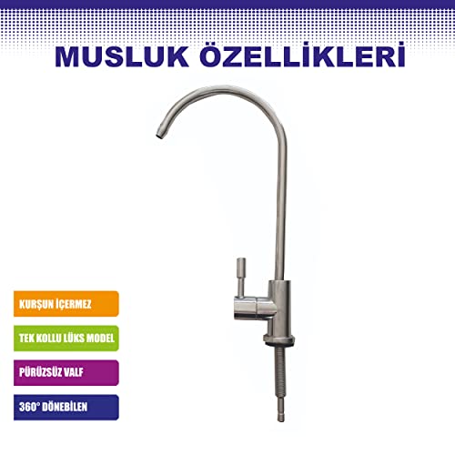SAVORA Su Arıtma 14 Aşamalı 8 Lt. Çelik Tanklı Pompasız Kapalı Kasa Su Arıtma Cihazı Özel Sarım Membran Filtre (12 LT)