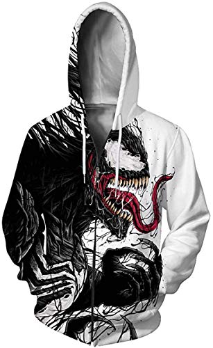 Leezeshaw Sudaderas con capucha con estampado de hombre araña 3D unisex para hombre, con bolsillos, S-5XL, Venom, M Cover