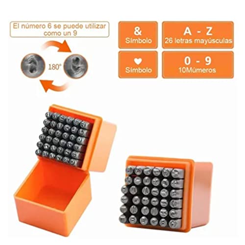 Metal Letter Punch Set 1/4 (6mm), 37Pcs Steel Number and Letter Stamp Set - Image 3