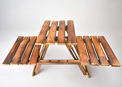 Image of HS Hindustani SAUDAGR Wooden Folding Table Living Room Balcony Coffee & Tea Stool Flower Plant Pot Stand Side end Tables for Outdoor Picnic & workspace Ideal for Home Kitchen Dining and Gifting.