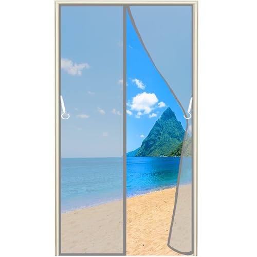 Tenda Rete ZANZARIERA da Esterno Giardino Balcone, (663 Taglie) 300x300cm con Magneti Anti Zanzare Calamite Tenda, Tenda Magnetica Si Chiude da Sola Grigio